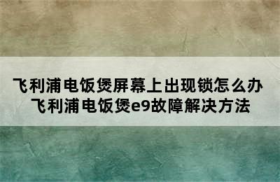 飞利浦电饭煲屏幕上出现锁怎么办 飞利浦电饭煲e9故障解决方法